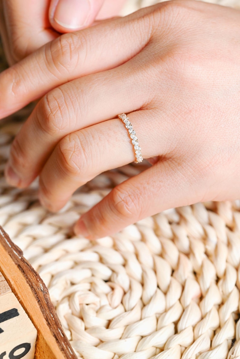 Marquise Cut Cluster Styled Lab Grown Wedding Band