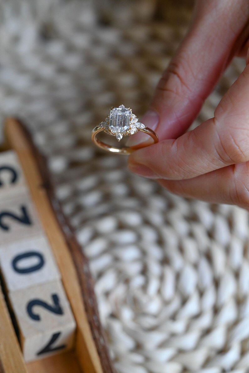 Marquise Cut Cluster Styled Lab Grown Diamond Engagement Ring