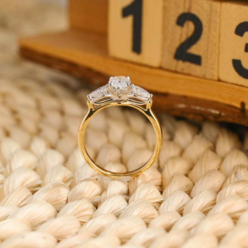 Marquise Cut Cluster Styled Lab Grown Diamond Engagement Ring