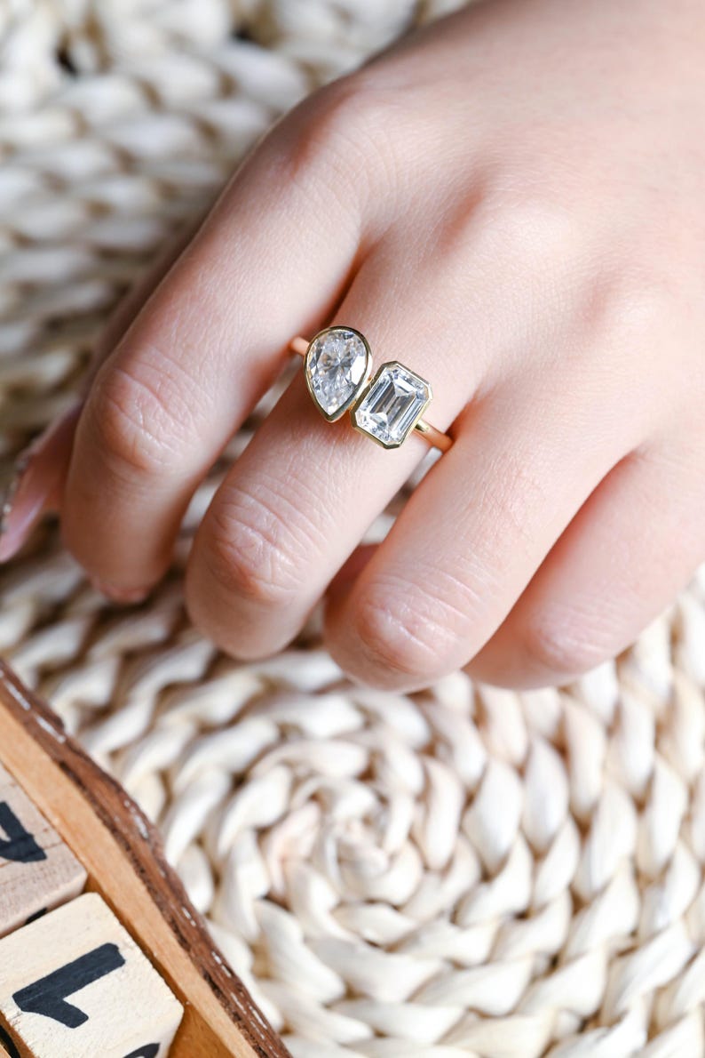Marquise Cut Cluster Styled Lab Grown Diamond Engagement Ring