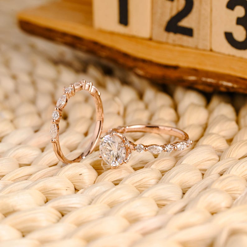 Marquise Cut Cluster Styled Lab Grown Diamond Bridal Ring Set