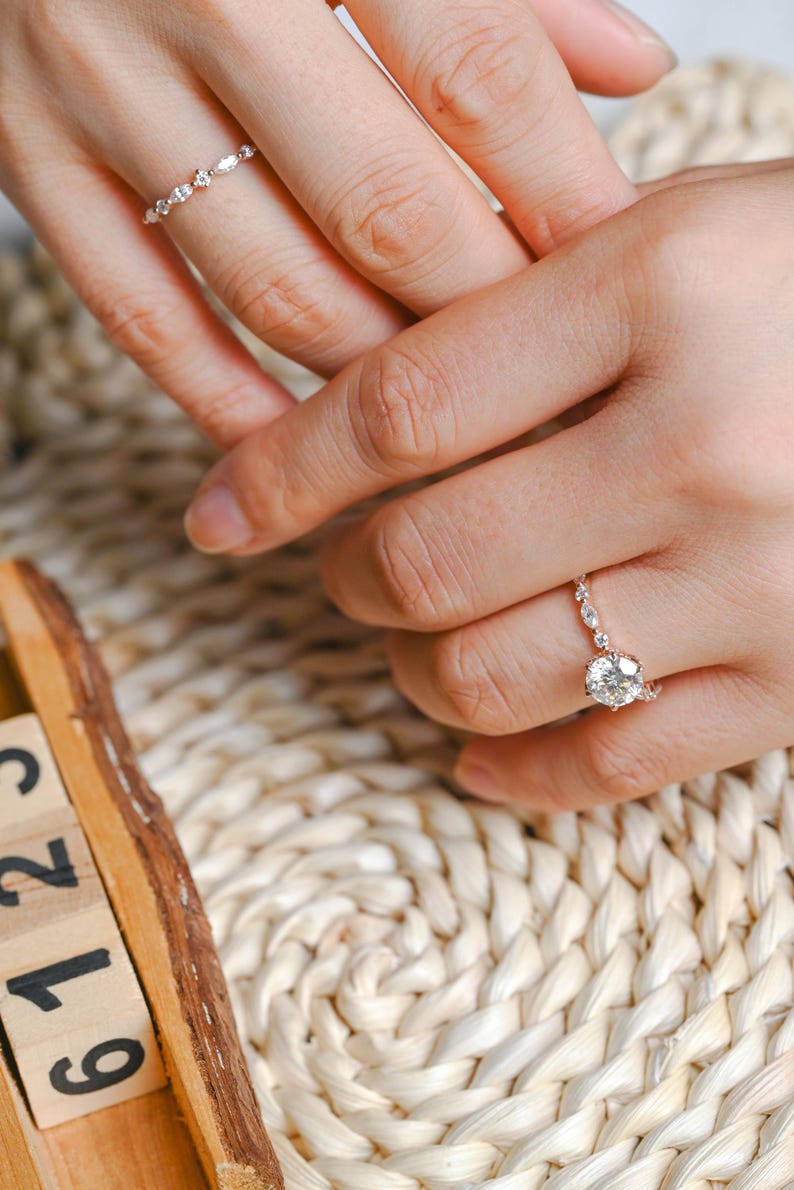 Marquise Cut Cluster Styled Lab Grown Diamond Bridal Ring Set