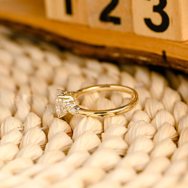 Marquise Cut Cluster Styled Lab Grown Diamond Engagement Ring