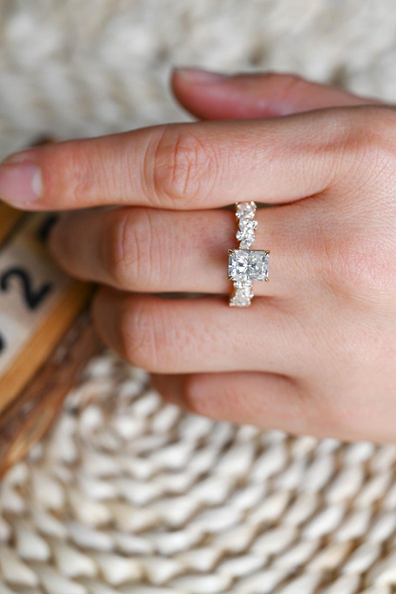 Marquise Cut Cluster Styled Lab Grown Diamond Engagement Ring