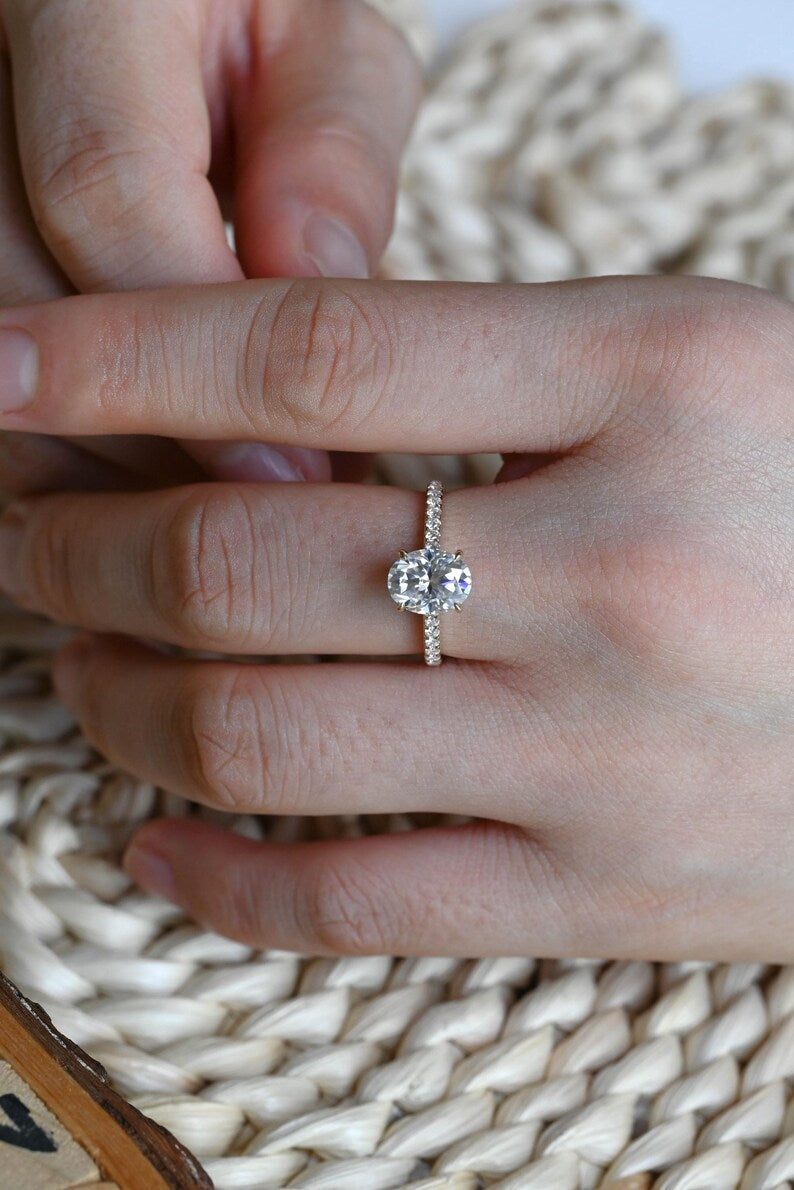 Marquise Cut Cluster Styled Lab Grown Diamond Engagement Ring