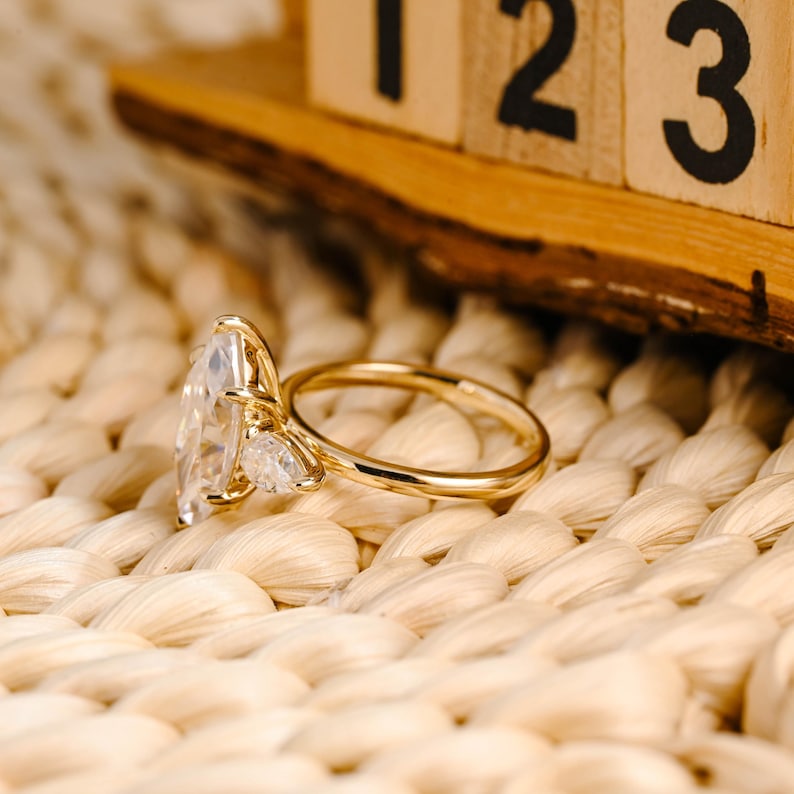 Marquise Cut Cluster Styled Lab Grown Diamond Engagement Ring