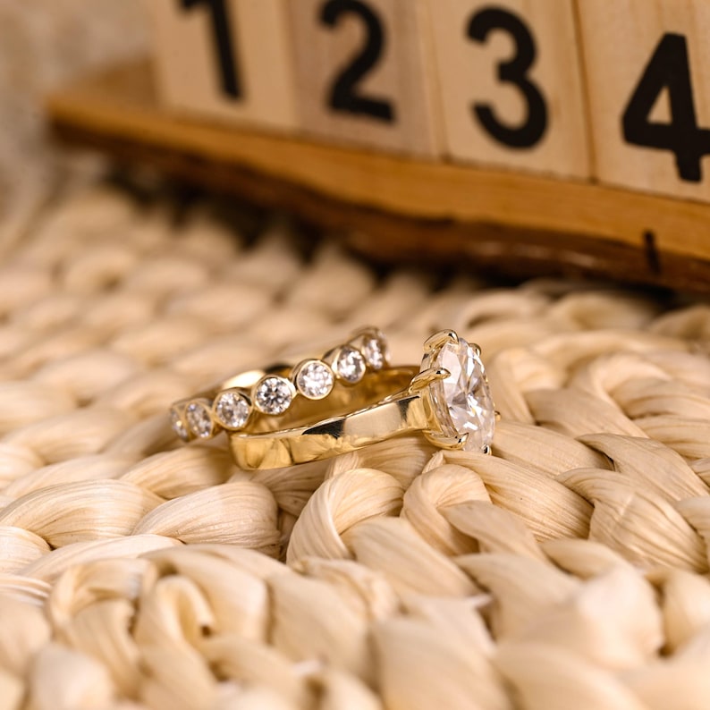 Marquise Cut Cluster Styled Lab Grown Diamond Bridal Ring Set