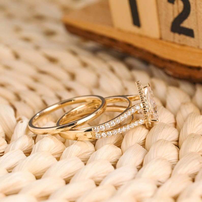 Marquise Cut Cluster Styled Lab Grown Diamond Bridal Ring Set