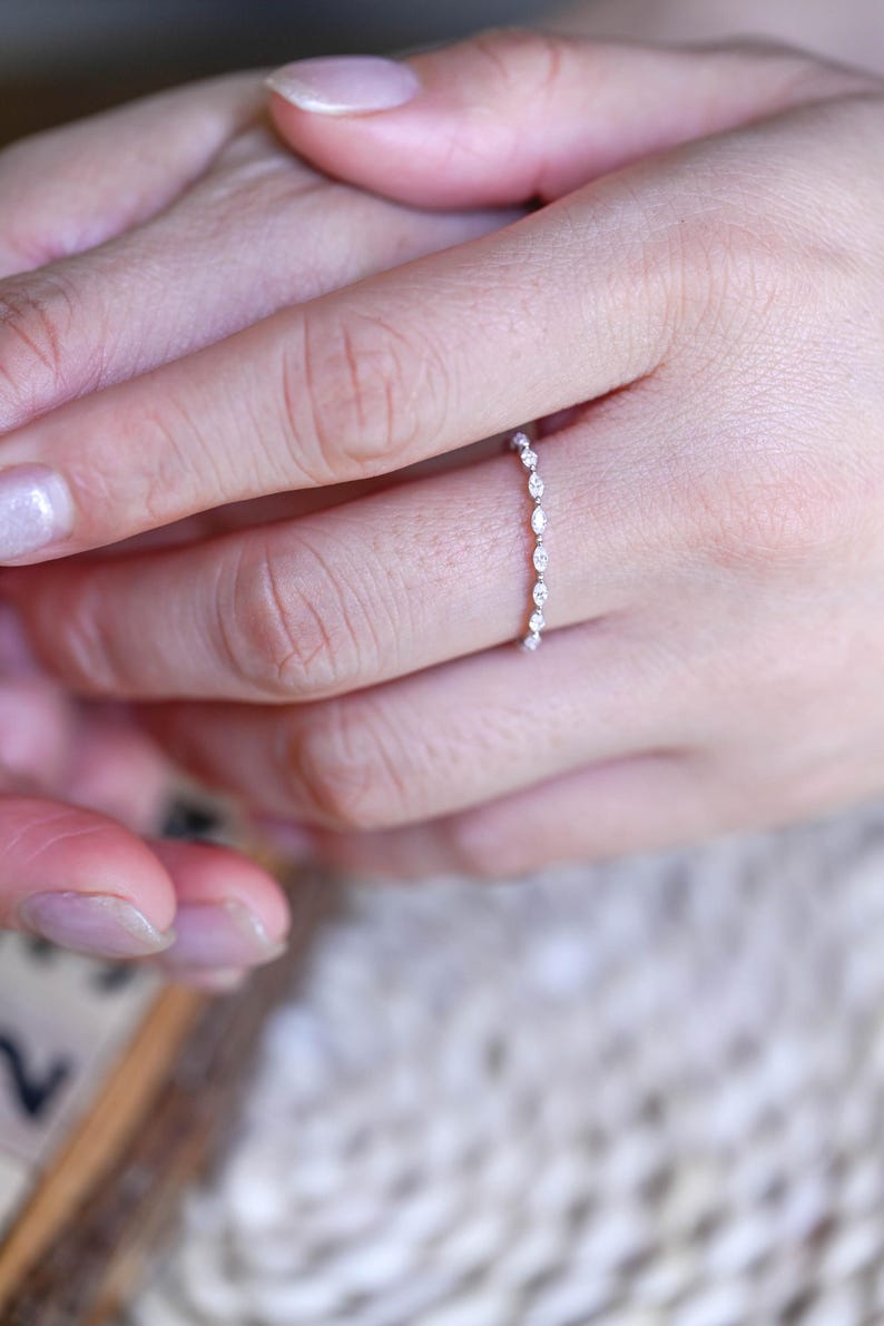 Marquise Cut Cluster Styled Lab Grown Wedding Band