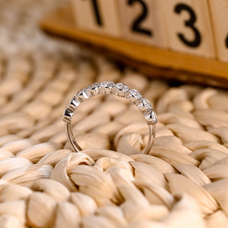 Marquise Cut Cluster Styled Lab Grown Wedding Band