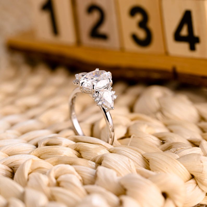 Marquise Cut Cluster Styled Lab Grown Diamond Engagement Ring