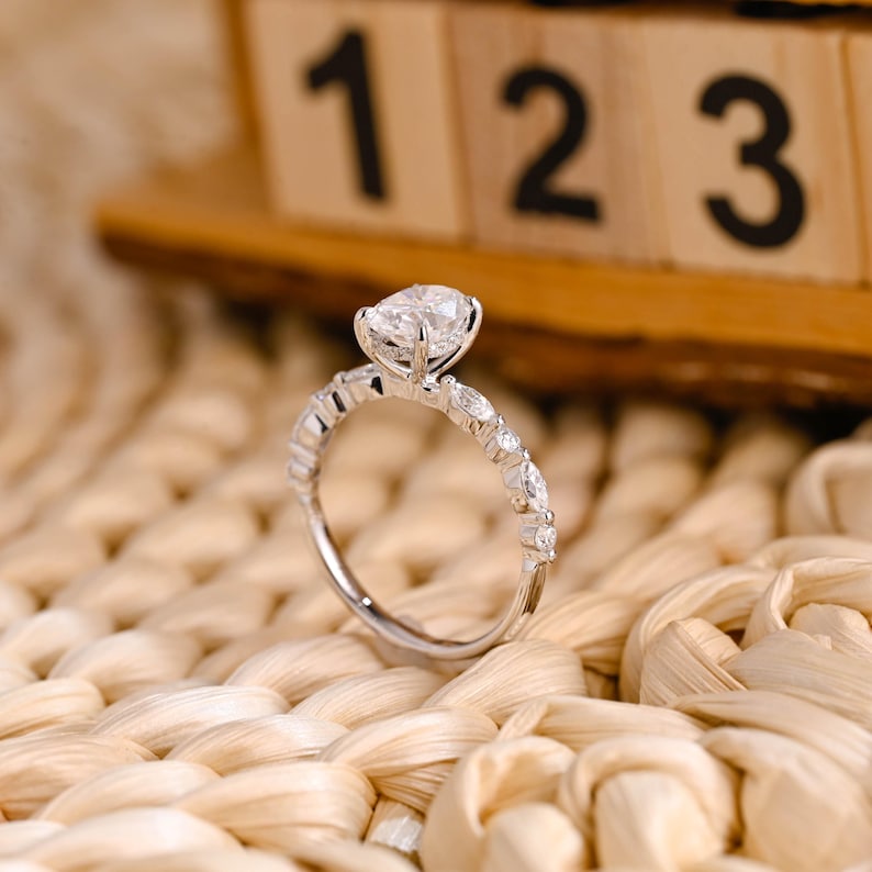 Marquise Cut Cluster Styled Lab Grown Diamond Engagement Ring