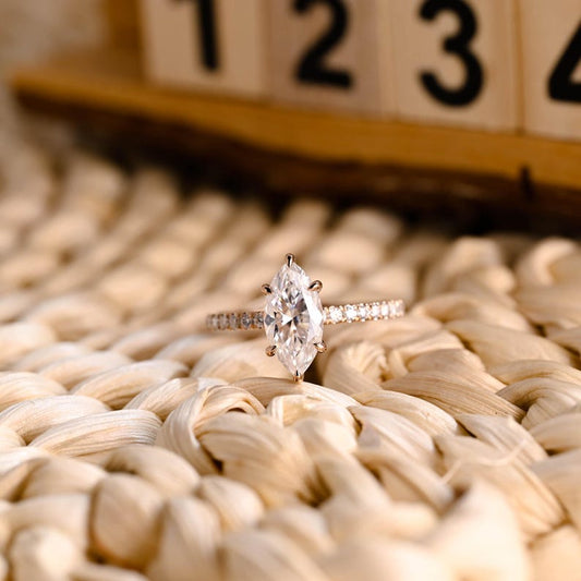 Marquise Cut Cluster Styled Lab Grown Diamond Engagement Ring