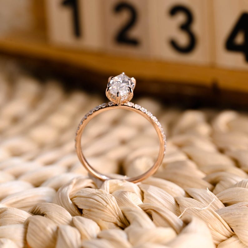 Marquise Cut Cluster Styled Lab Grown Diamond Engagement Ring