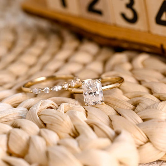 Marquise Cut Cluster Styled Lab Grown Diamond Bridal Ring Set