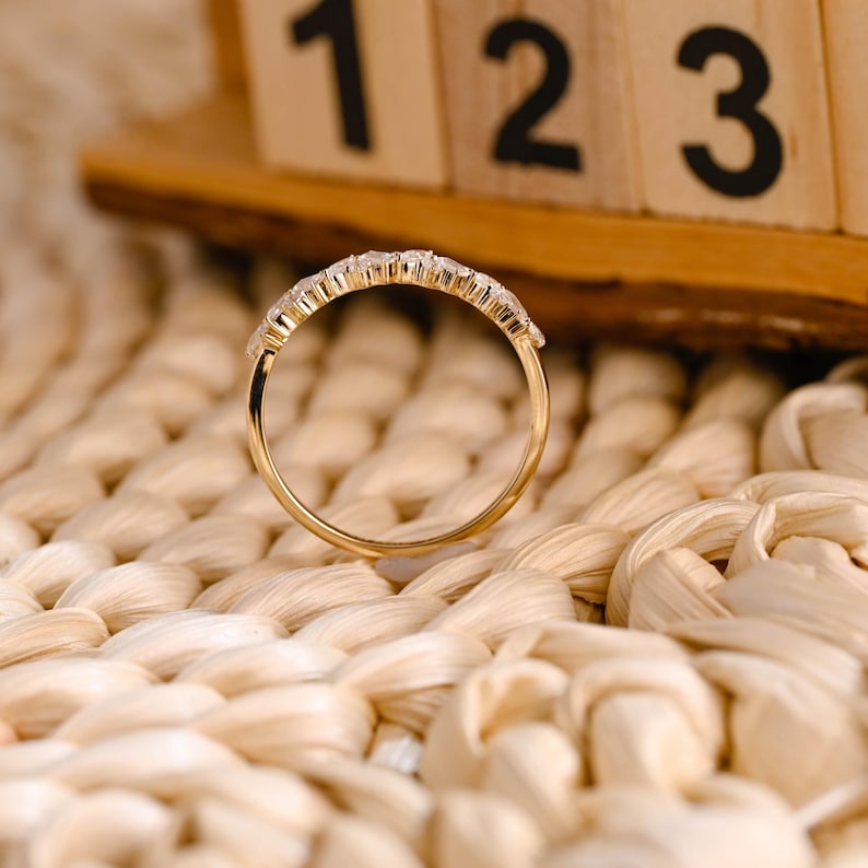 Marquise Cut Cluster Styled Lab Grown Wedding Band