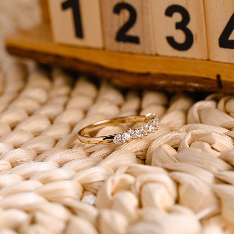 Marquise Cut Cluster Styled Lab Grown Wedding Band