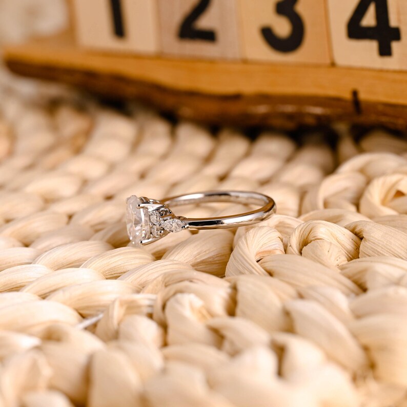 Marquise Cut Cluster Styled Lab Grown Diamond Engagement Ring