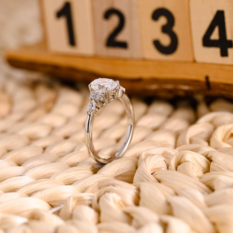 Marquise Cut Cluster Styled Lab Grown Diamond Engagement Ring