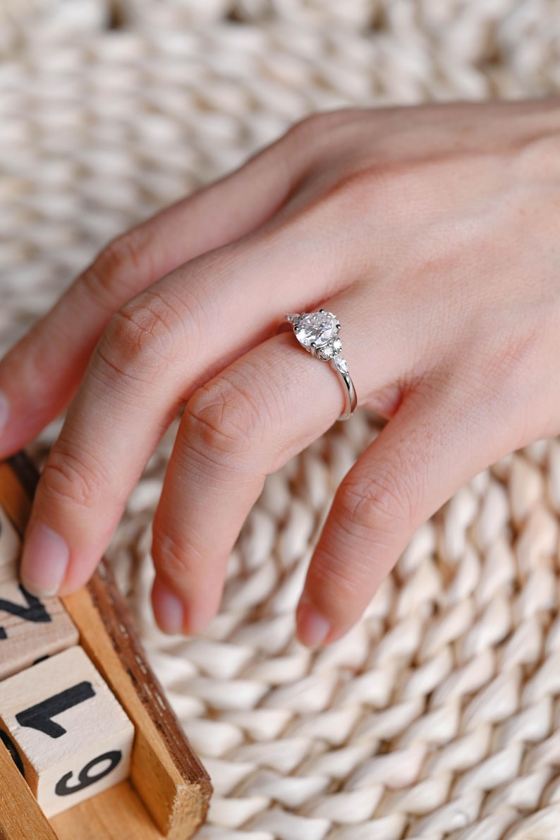 Marquise Cut Cluster Styled Lab Grown Diamond Engagement Ring