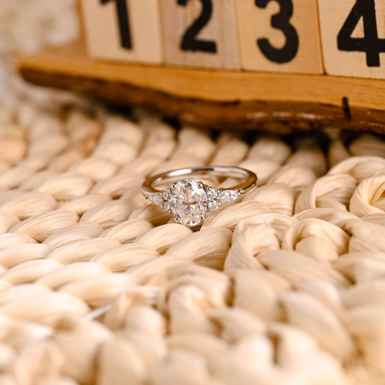 Marquise Cut Cluster Styled Lab Grown Diamond Engagement Ring