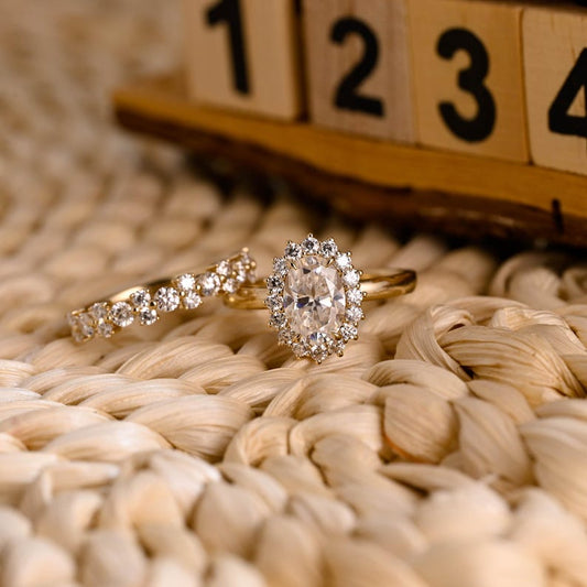 Marquise Cut Cluster Styled Lab Grown Diamond Bridal Ring Set