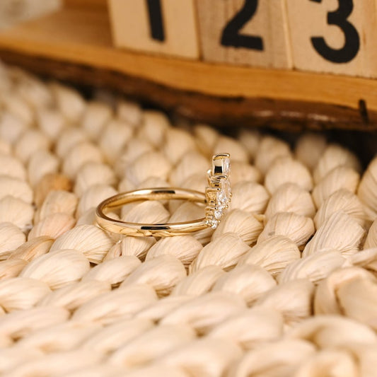 Marquise Cut Cluster Styled Lab Grown Wedding Band