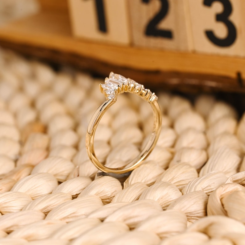 Marquise Cut Cluster Styled Lab Grown Wedding Band