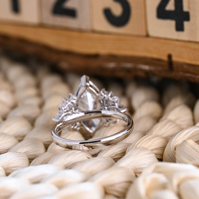 Marquise Cut Cluster Styled Lab Grown Diamond Engagement Ring