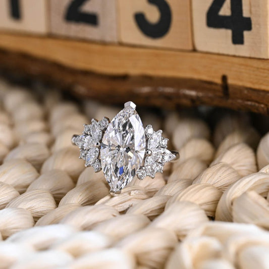 Marquise Cut Cluster Styled Lab Grown Diamond Engagement Ring