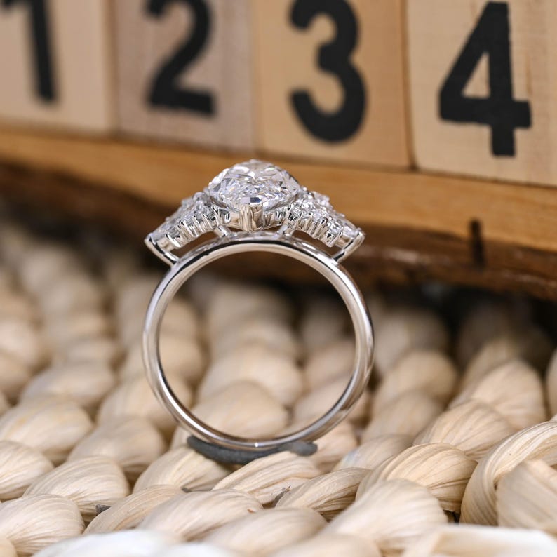 Marquise Cut Cluster Styled Lab Grown Diamond Engagement Ring