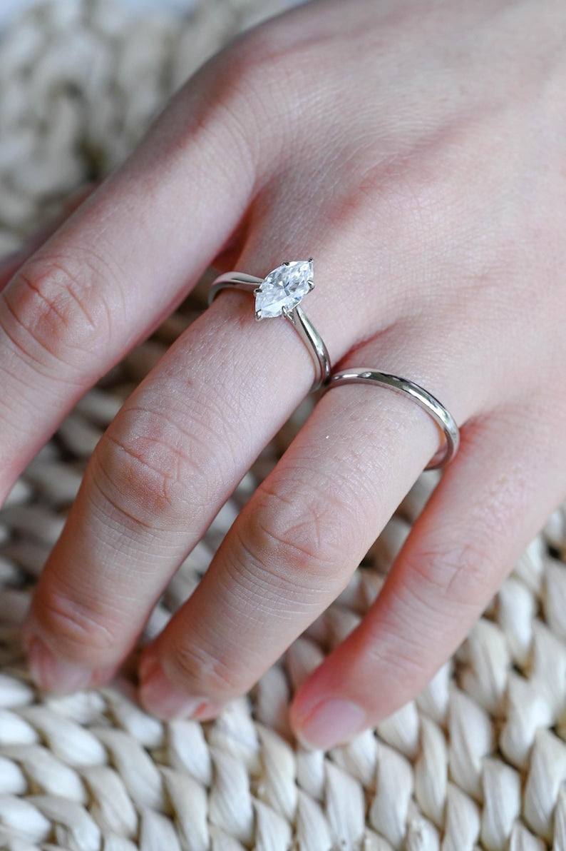 Marquise Cut Cluster Styled Lab Grown Diamond Bridal Ring Set