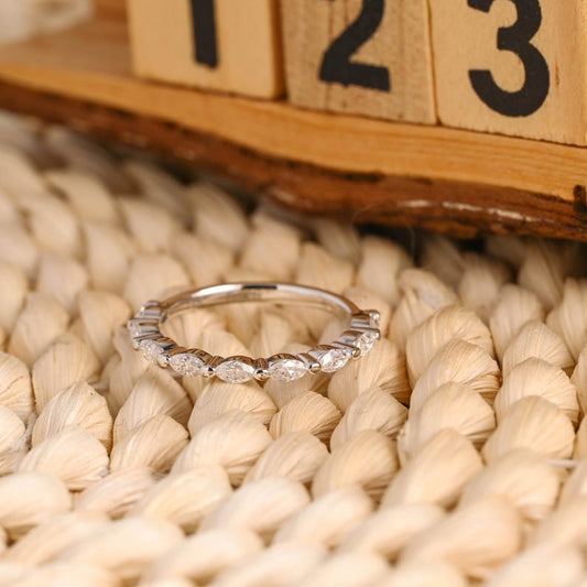 Marquise Cut Cluster Styled Lab Grown Wedding Band