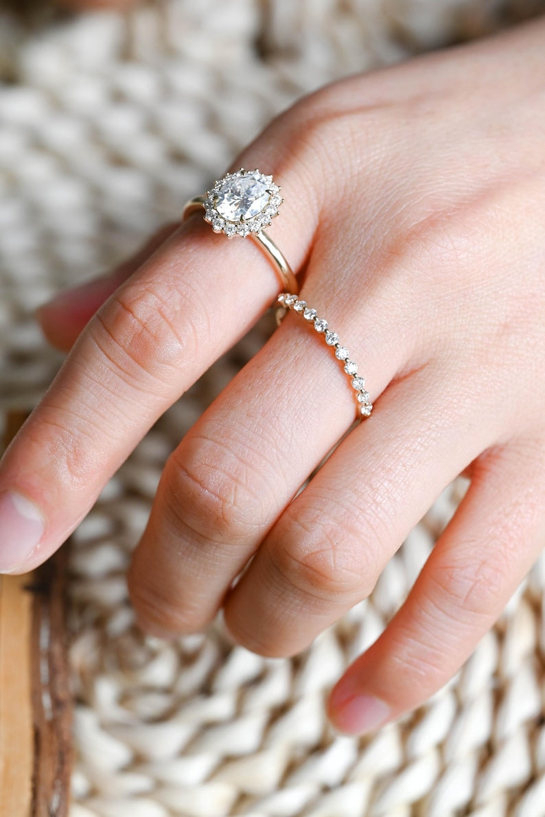 Marquise Cut Cluster Styled Lab Grown Diamond Bridal Ring Set