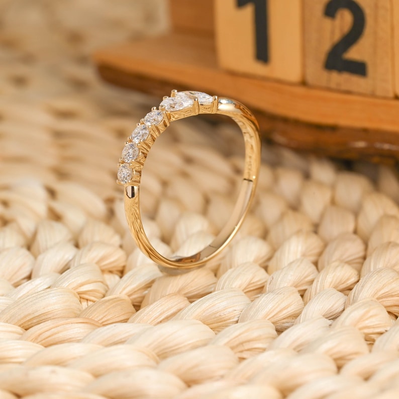 Marquise Cut Cluster Styled Lab Grown Wedding Band