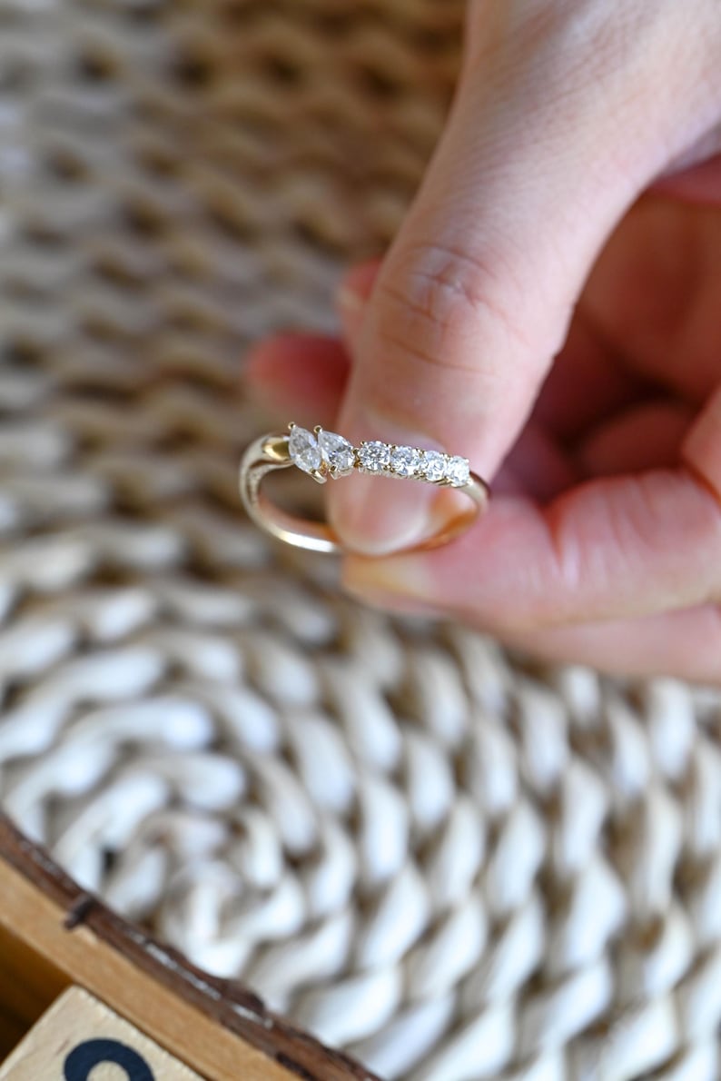 Marquise Cut Cluster Styled Lab Grown Wedding Band