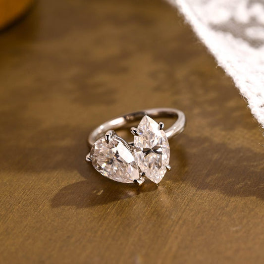 Marquise Cut Cluster Styled Lab Grown Diamond Engagement Ring