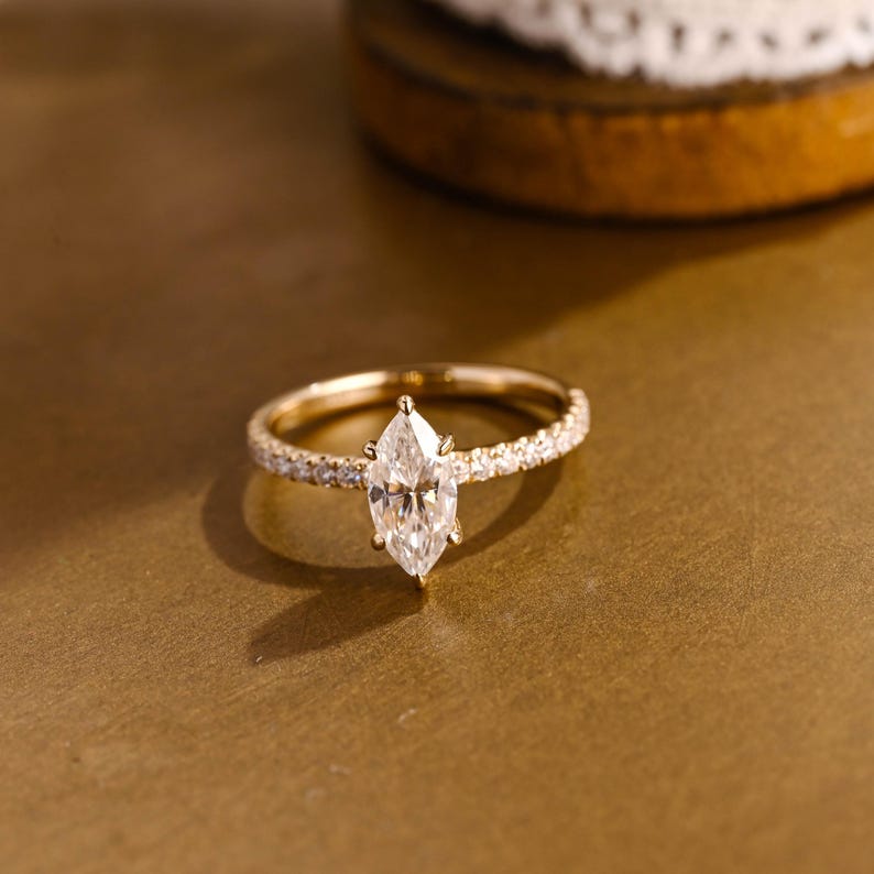 Marquise Cut Cluster Styled Lab Grown Diamond Engagement Ring