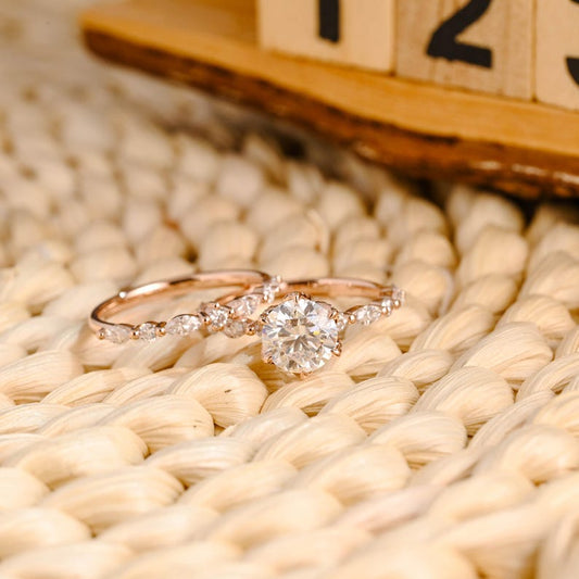 Marquise Cut Cluster Styled Lab Grown Diamond Bridal Ring Set