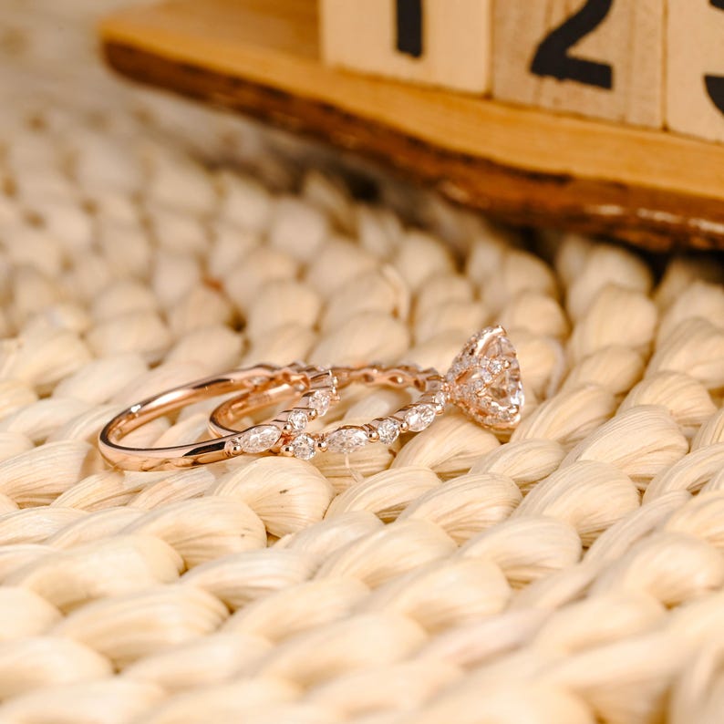 Marquise Cut Cluster Styled Lab Grown Diamond Bridal Ring Set