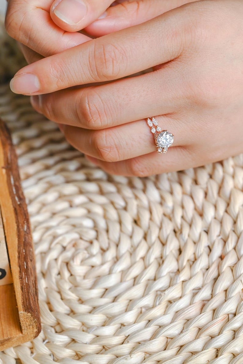 Marquise Cut Cluster Styled Lab Grown Diamond Bridal Ring Set