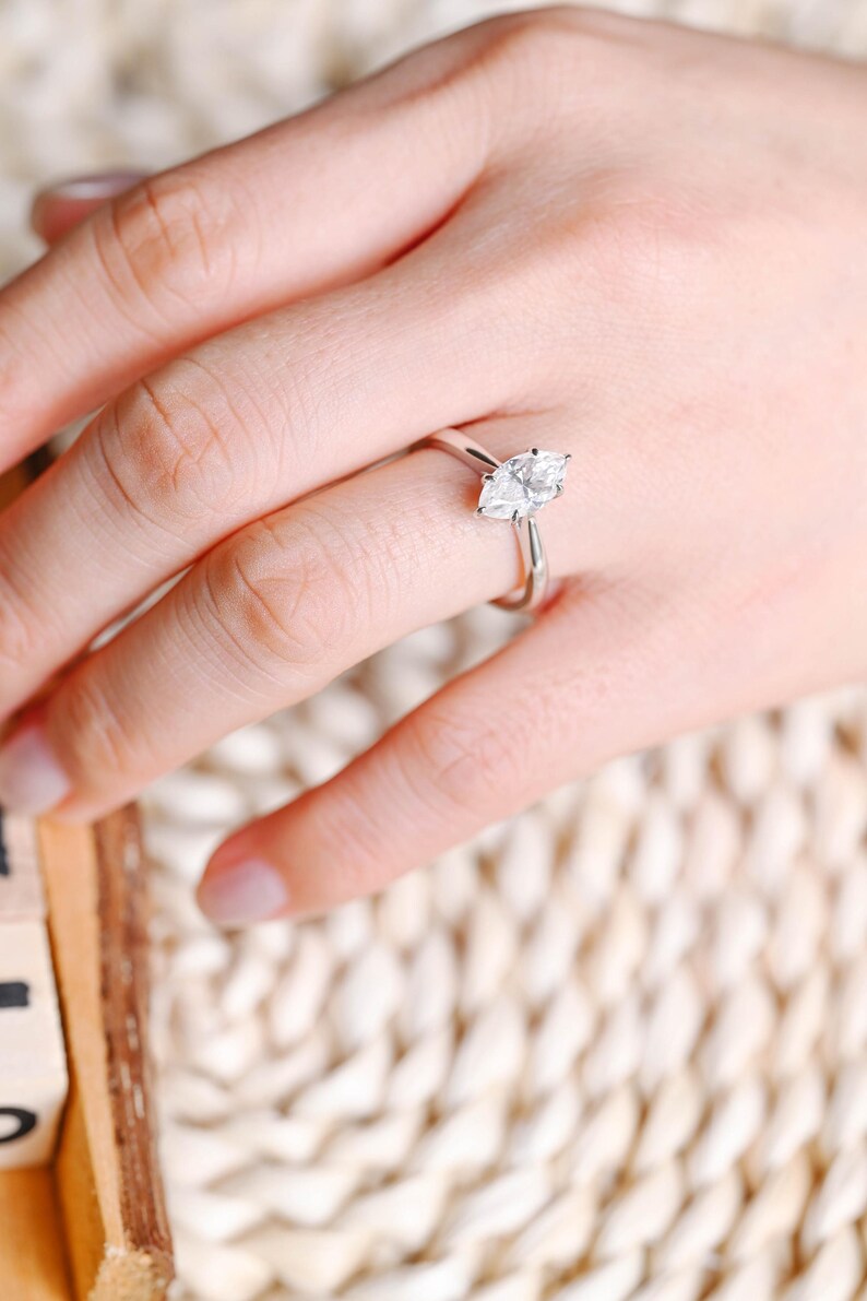 Marquise Cut Cluster Styled Lab Grown Diamond Engagement Ring