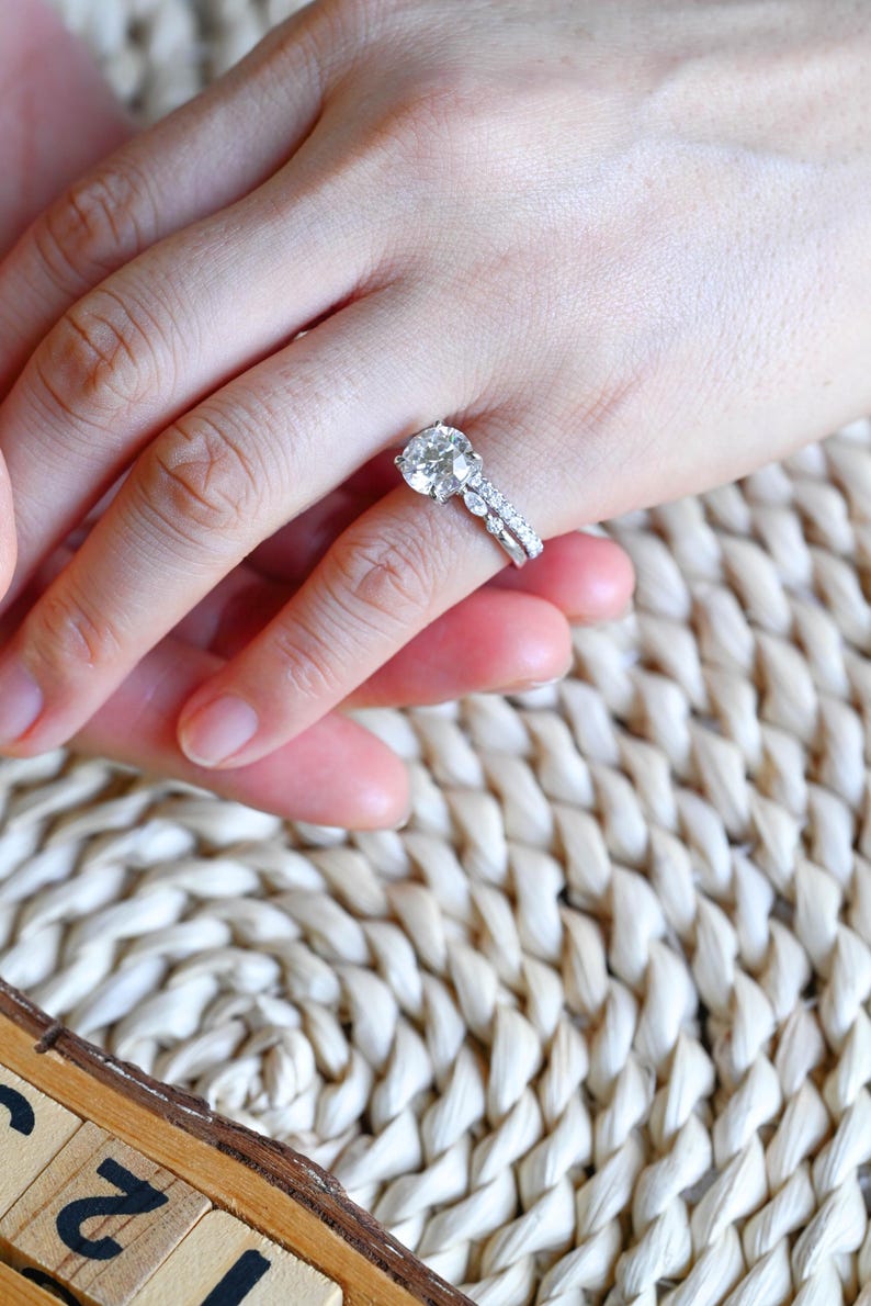 Marquise Cut Cluster Styled Lab Grown Diamond Bridal Ring Set