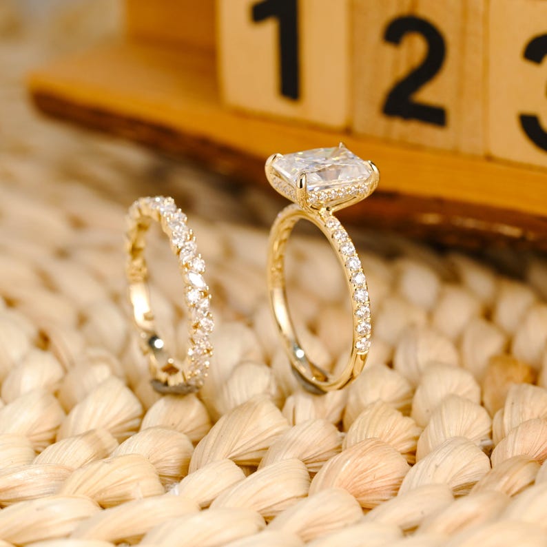 Marquise Cut Cluster Styled Lab Grown Diamond Bridal Ring Set