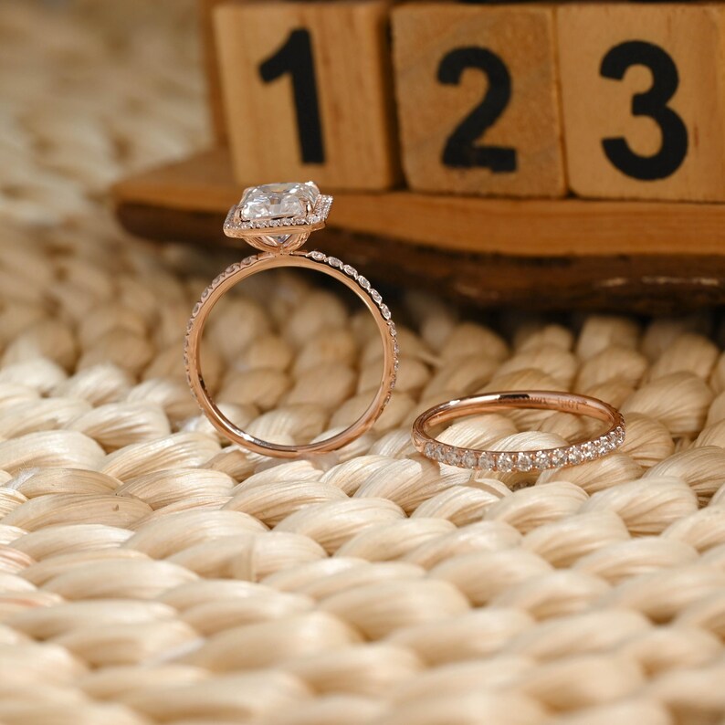Marquise Cut Cluster Styled Lab Grown Diamond Bridal Ring Set