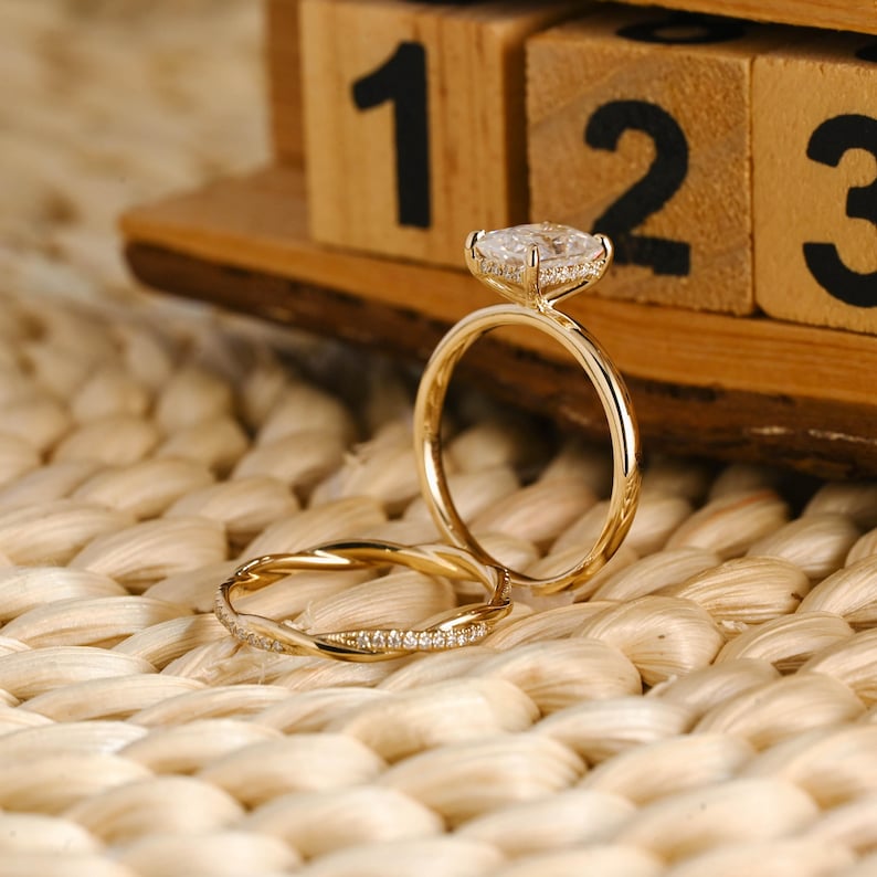 Marquise Cut Cluster Styled Lab Grown Diamond Bridal Ring Set