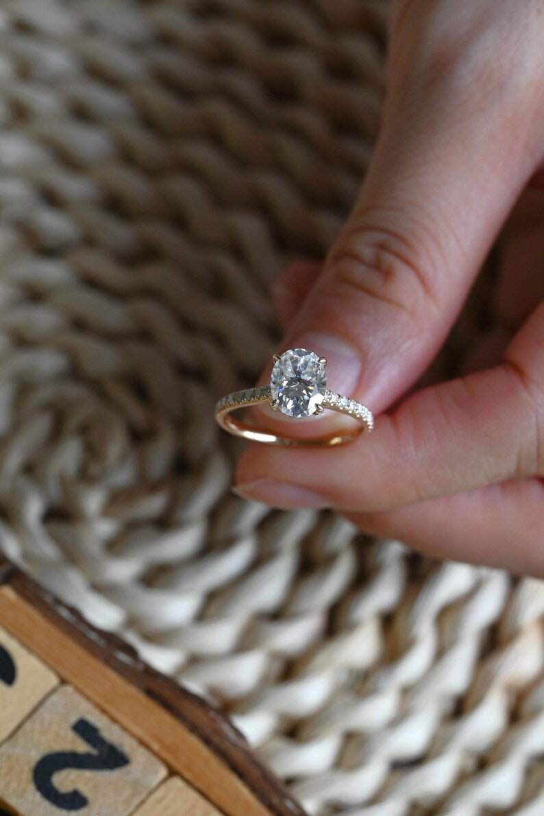 Marquise Cut Cluster Styled Lab Grown Diamond Engagement Ring