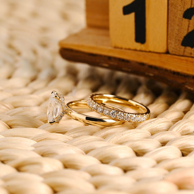 Marquise Cut Cluster Styled Lab Grown Diamond Bridal Ring Set