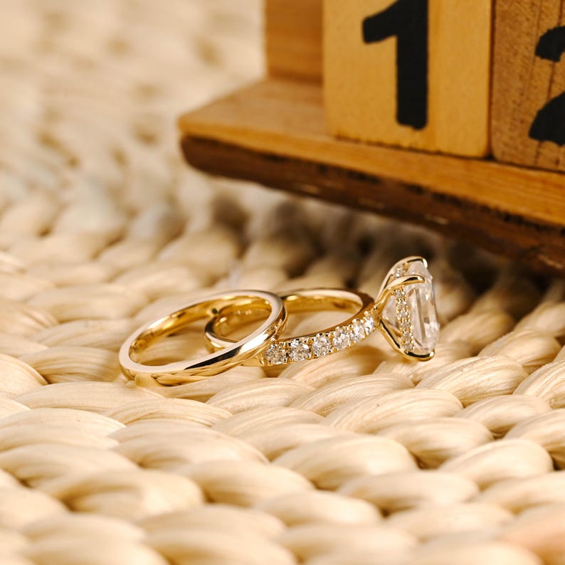 Marquise Cut Cluster Styled Lab Grown Diamond Bridal Ring Set
