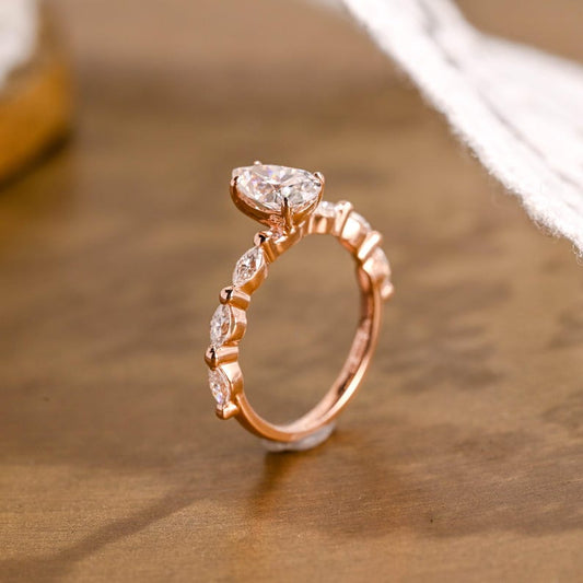 Marquise Cut Cluster Styled Lab Grown Diamond Engagement Ring